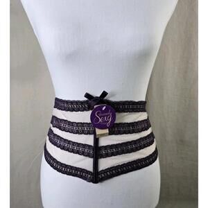 Cacique Lane Bryant Purple Lace Waist Cincher Corset Belt Boning Women’s 22/24